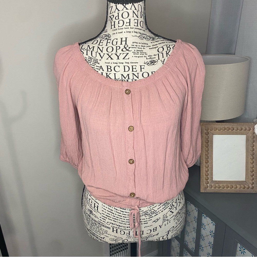 740 wild love Women's Pink Button-Down cottagecore Top